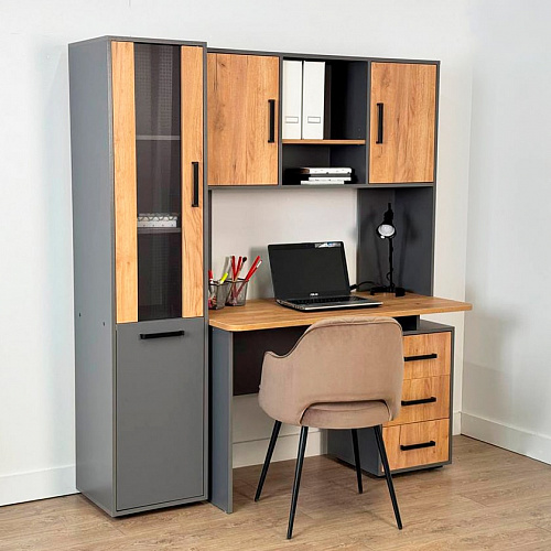 Стеллаж Лайт-2 графит/дуб крафт золотой