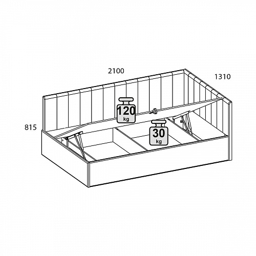 Кровать с подъемным механизмом угловая SINGLE 120 SIMPLE 29
