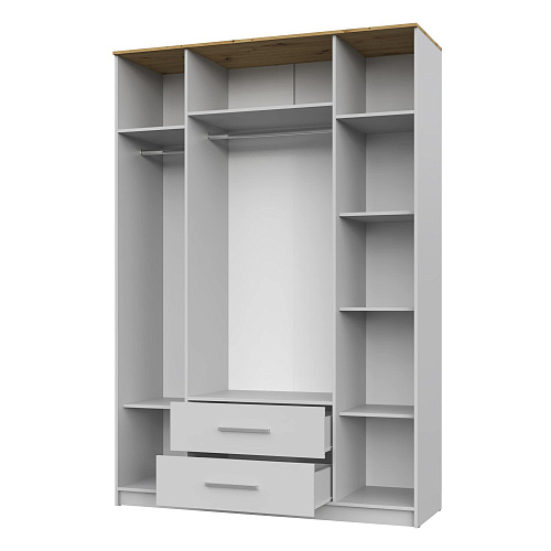 Шкаф 4-х дверный НК Бланка Белый/дуб Артизан
