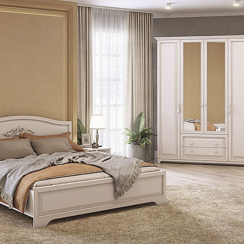 Кровать Белла 140х200 белый/джелато софт