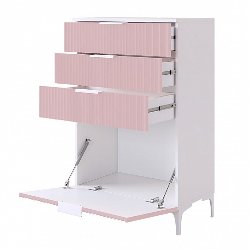 Комод Зефир белое дерево/пудра розовая (эмаль)