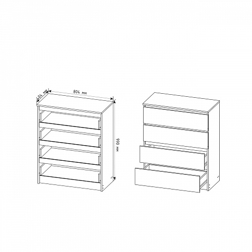 Комод Мори 800 4 ящика Белый