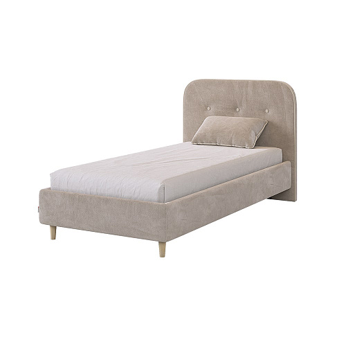 Кровать односпальная Лео 90х200 латте/капучино (велюр)