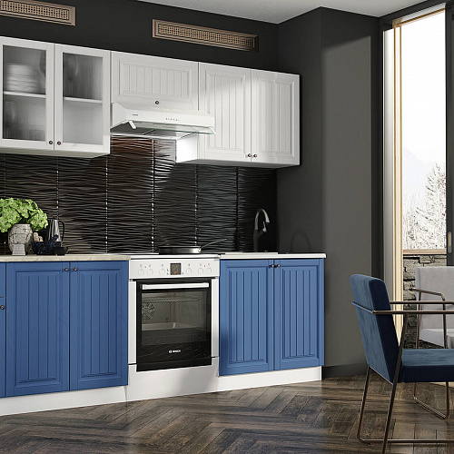 Кухня Хозяюшка 2,6 Акация Белая-Деним