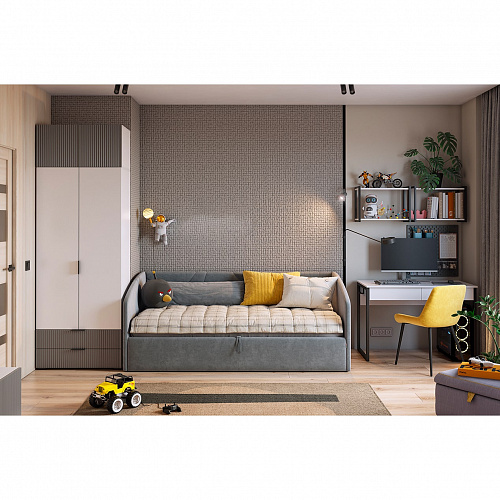 Стол письменный Юниор белое дерево/черный муар